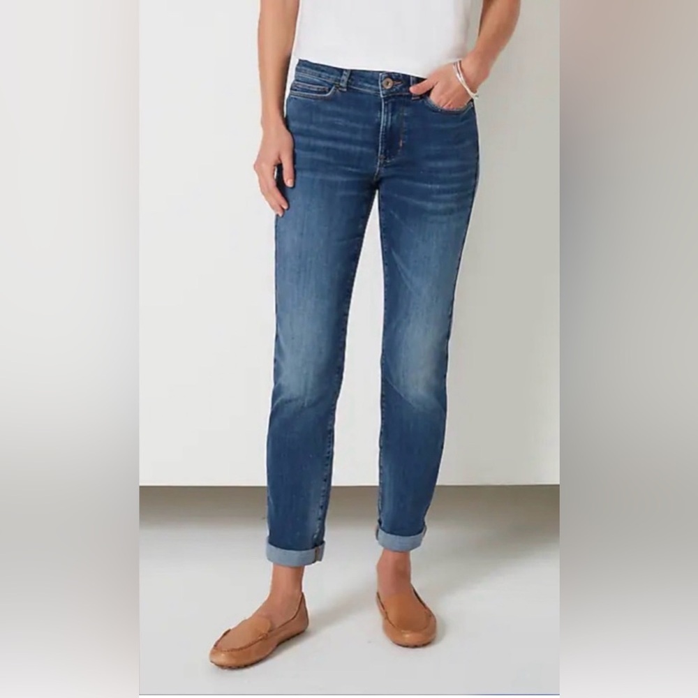 J. JILL || The Boyfriend Blue Straight Leg  Ankle Jeans. Sz. 4P